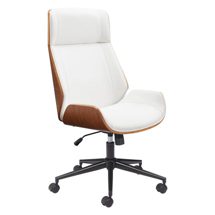 White Adjustable Height Rolling Office Chair
