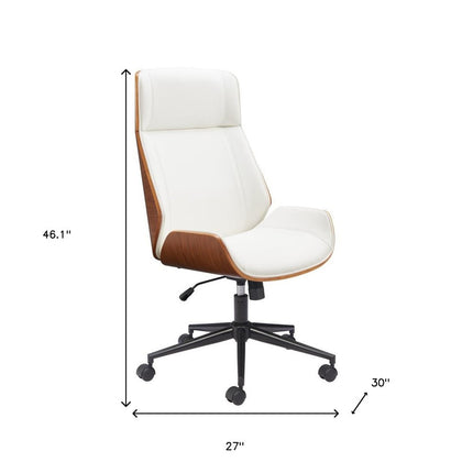 White Adjustable Height Rolling Office Chair