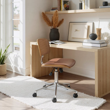 Brown Adjustable Height Rolling Office Chair