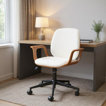 White Adjustable Height Rolling Office Chair