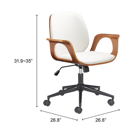 White Adjustable Height Rolling Office Chair