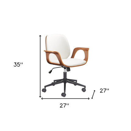 White Adjustable Height Rolling Office Chair