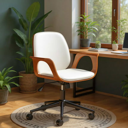 White Adjustable Height Rolling Office Chair