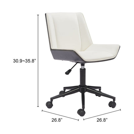 White Adjustable Height Rolling Office Chair