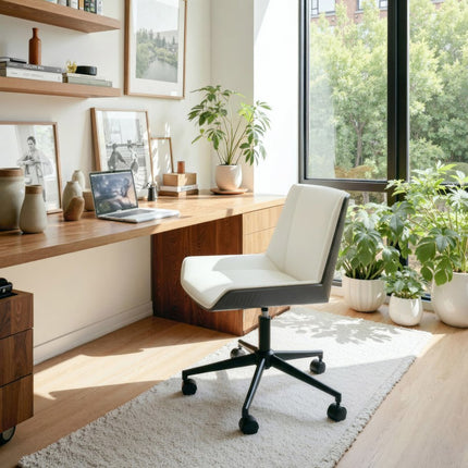 White Adjustable Height Rolling Office Chair