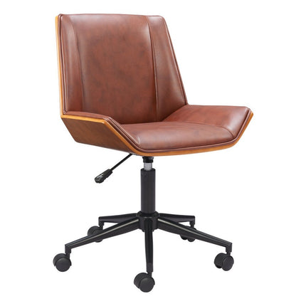 Brown Adjustable Height Rolling Office Chair