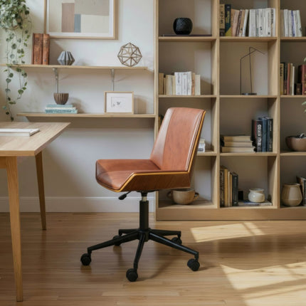 Brown Adjustable Height Rolling Office Chair
