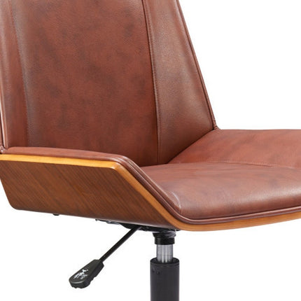 Brown Adjustable Height Rolling Office Chair