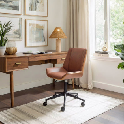 Brown Adjustable Height Rolling Office Chair