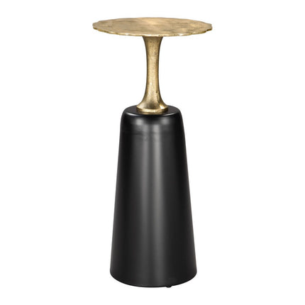 26" Gold and Black Aluminum and Iron Round Pedestal End Table