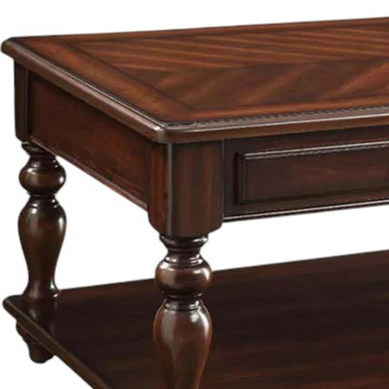 48" Brown Wood Lift Top Coffee Table With Shelf