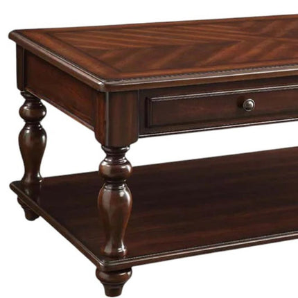 48" Brown Wood Lift Top Coffee Table With Shelf