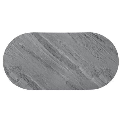 47" Gray Wood and Steel Oval Coffee Table With Drawer