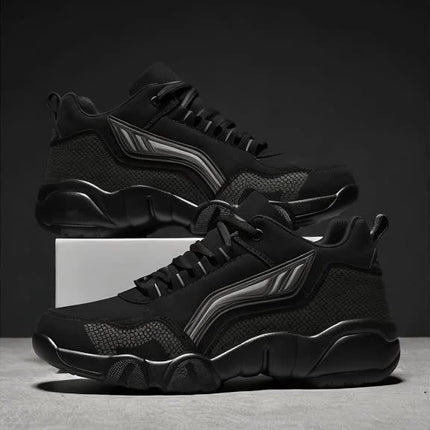 Men'S Lace-Up Sneakers - Thick Cushioned Platform Shoes with Non-Slip Rubber Sole