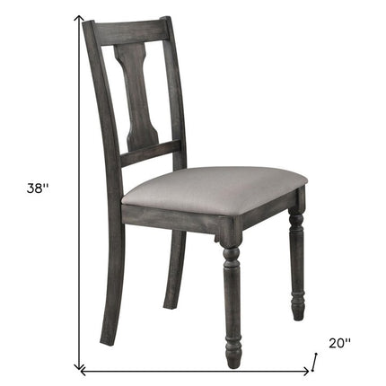 Set of Two Tan and Gray Linen Open Back Dining Side Chairs