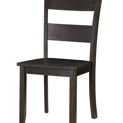 Set of Two Walnut Solid Wood Ladder Back Dining Side Chairs