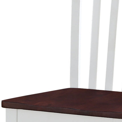 Set of Two Walnut and White Wood and Solid Wood Slat Back Dining Side Chairs
