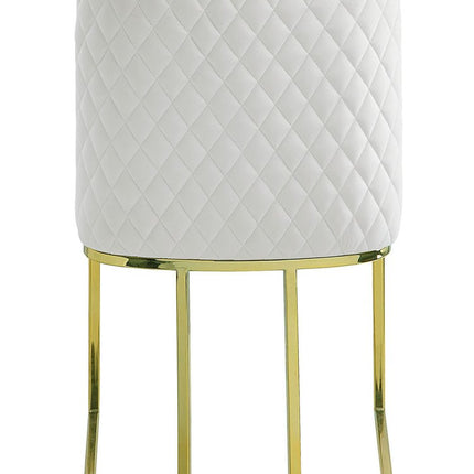 Set of Two White and Gold Velvet Dining Side Chairs