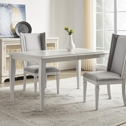 Set of Two Light Gray and White Linen Open Back Dining Side Chairs