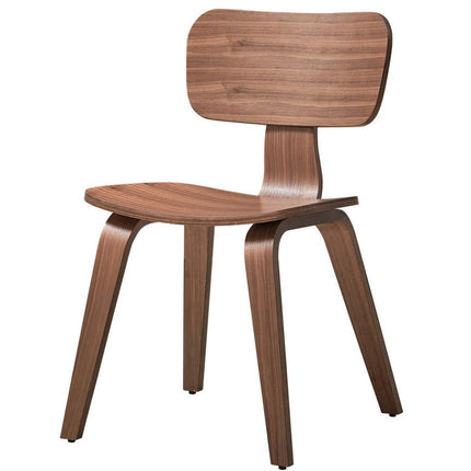 Set of Two Oak and Brown Solid Wood Open Back Dining Side Chairs