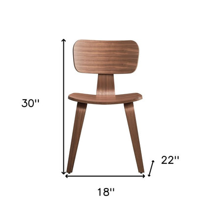 Set of Two Oak and Brown Solid Wood Open Back Dining Side Chairs