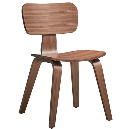 Set of Two Oak and Brown Solid Wood Open Back Dining Side Chairs