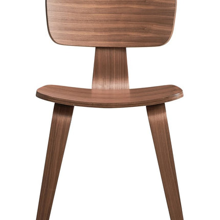 Set of Two Oak and Brown Solid Wood Open Back Dining Side Chairs