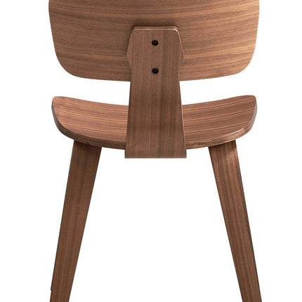 Set of Two Oak and Brown Solid Wood Open Back Dining Side Chairs