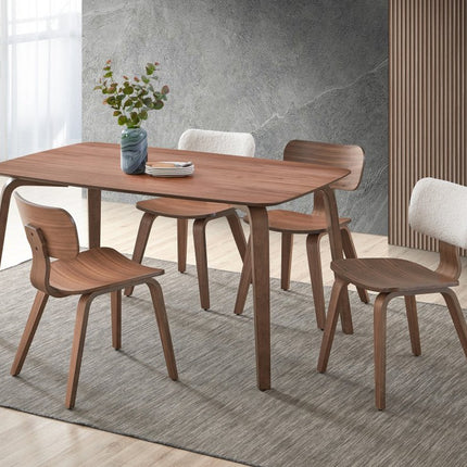 Set of Two Oak and Brown Solid Wood Open Back Dining Side Chairs