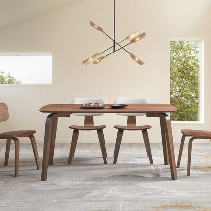 Set of Two Oak and Brown Solid Wood Open Back Dining Side Chairs
