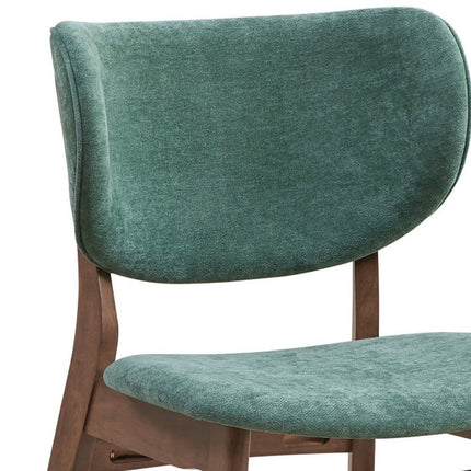 Set of Two Green and Brown Fabric Open Back Dining Side Chairs