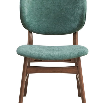 Set of Two Green and Brown Fabric Open Back Dining Side Chairs