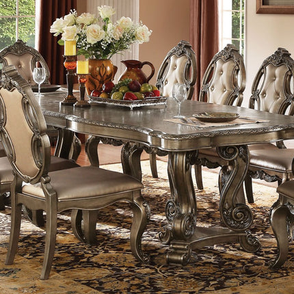 Set of Two Tufted Oak Upholstered Faux Leather And Solid Wood Dining Side Chairs
