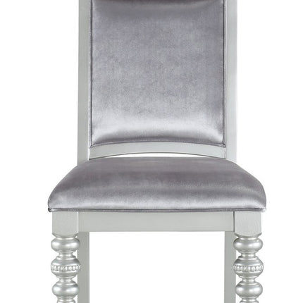 Set of Two Platinum Fabric Dining Side Chairs