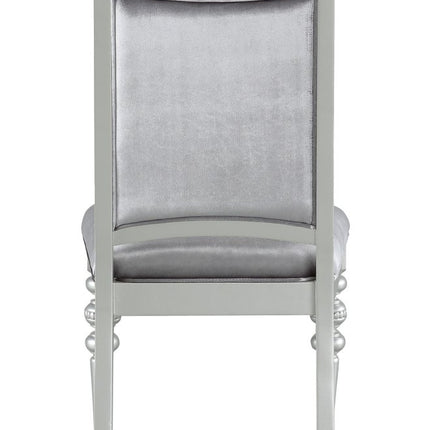 Set of Two Platinum Fabric Dining Side Chairs