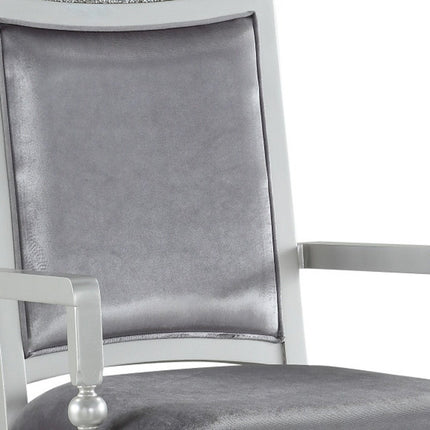 Set of Two Platinum Fabric Dining Arm Chairs
