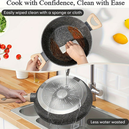 12 POTS and pans Set, Non-stick Cookware Set, Induction Cookware Non-stick Granite Cooking Set