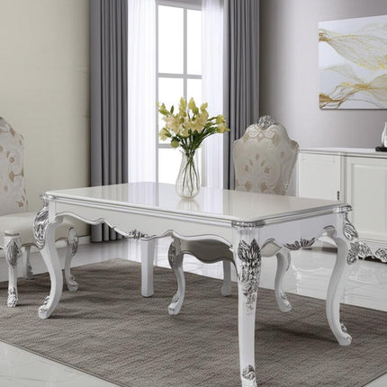 Set of Two White Tufted Fabric Dining Side Chairs