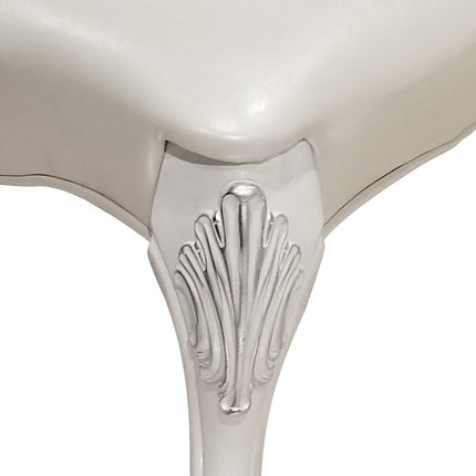 Set of Two White Tufted Fabric Dining Side Chairs