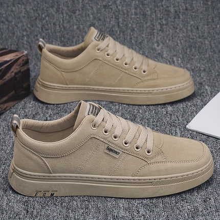 Men's Anti-Odor Anti-Slip Breathable -like Upper & Rubber Sole Work Shoes - Beige Low-Top Sneakers with Arch,