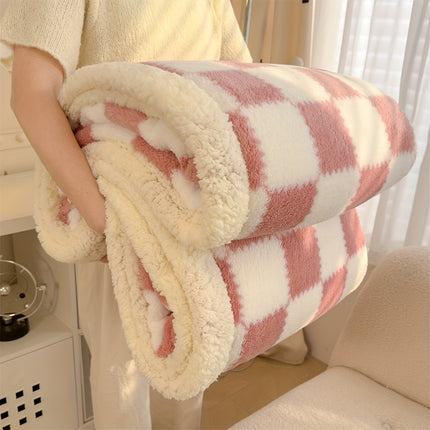 1pc Extra Thick Plaid Blanket - Brown/Beige/White/Black Checkered Bedspread