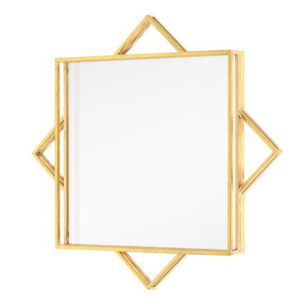 24" Gold Metal Geo Square Accent Mirror