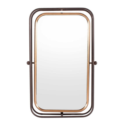 28" Black And Gold Metal Tilting Accent Mirror