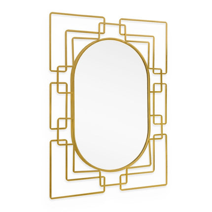 36" Gold Metal Geometric Oval Accent Mirror