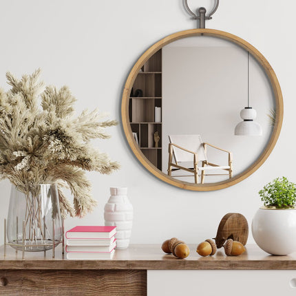 30" Bronze Round Metal Framed Accent Mirror