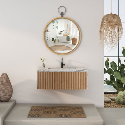 30" Bronze Round Metal Framed Accent Mirror