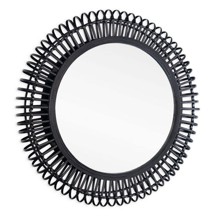31" Black Bamboo Pierced Round Accent Mirror