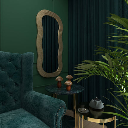 48" Gold Wood Abstract Accent Mirror