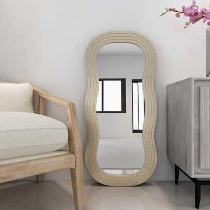 48" Gold Wood Abstract Accent Mirror