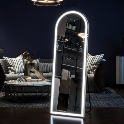 63"x20"Mirror with Lights, LED Mirror Full Length, Lighted Floor Mirror with Stand, Full Body